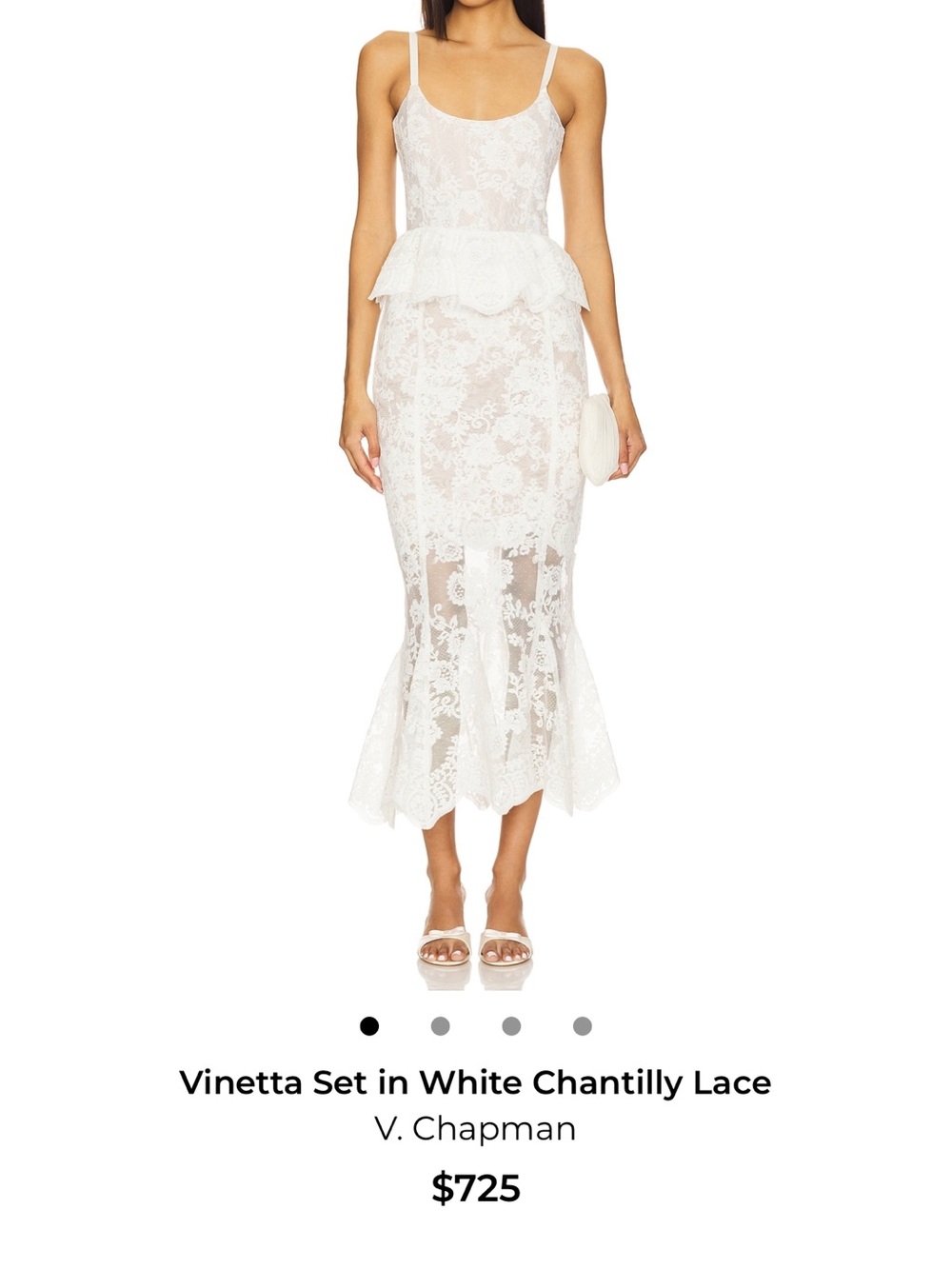 V. Chapman White Lace Peplum Midi Dress-Skirt